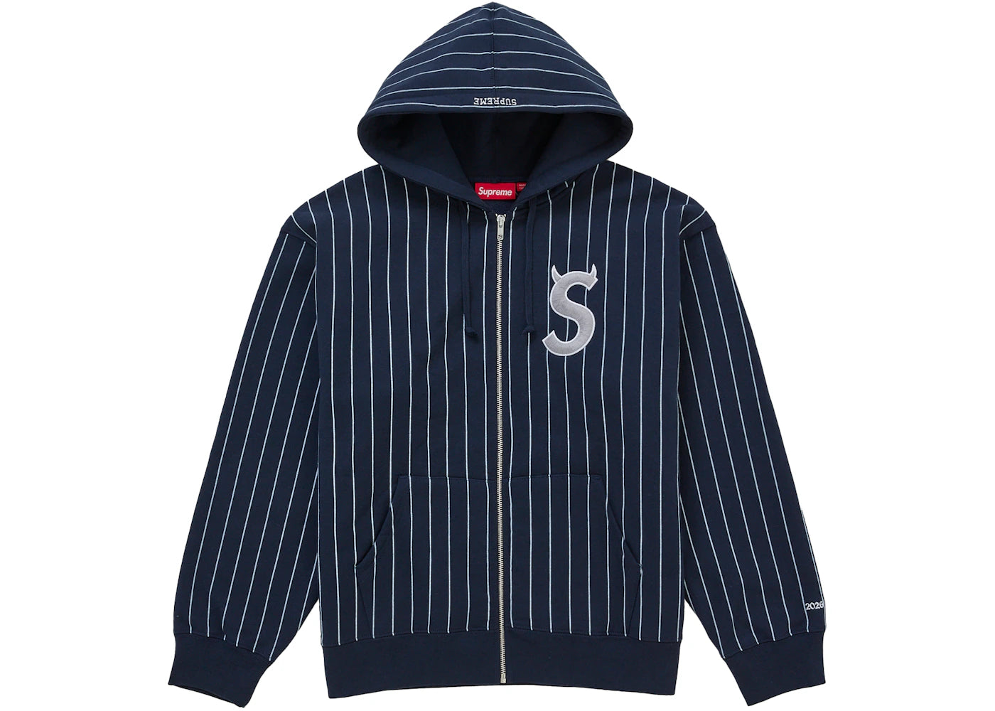 Supreme Devil S Logo Zip Up Hooded Sweatshirt Stripe