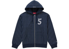 Supreme Devil S Logo Zip Up Hooded Sweatshirt Stripe
