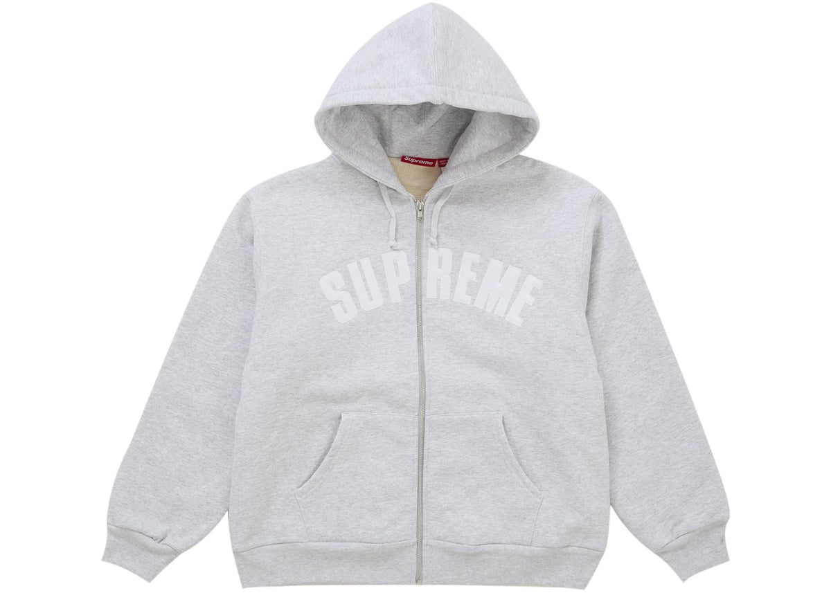 Supreme Arc Thermal Lined Zip Up Hooded Sweatshirt Ash Grey