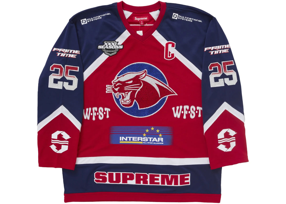 Supreme Rhinestone Hockey Jersey Red