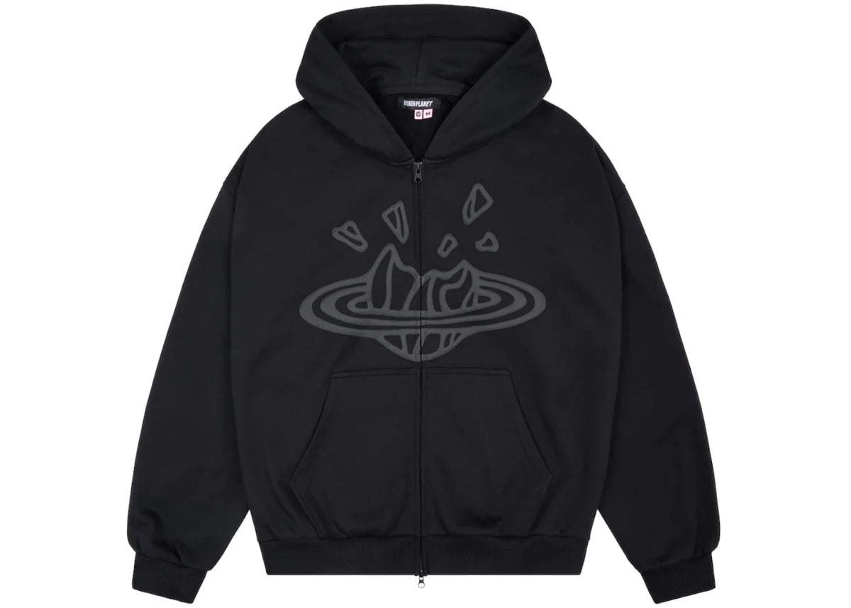 Broken Planet Zip Up Hoodie Midnight Black