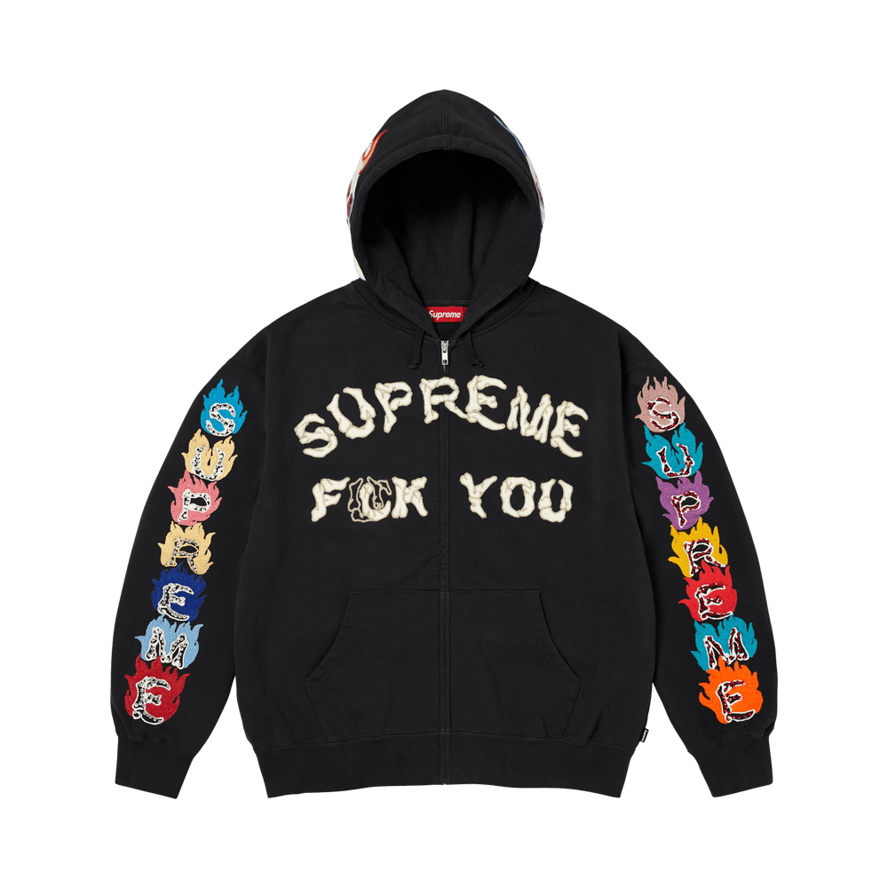 Supreme Fuck You Zip Up Hooded Sweatshirt 'Black'