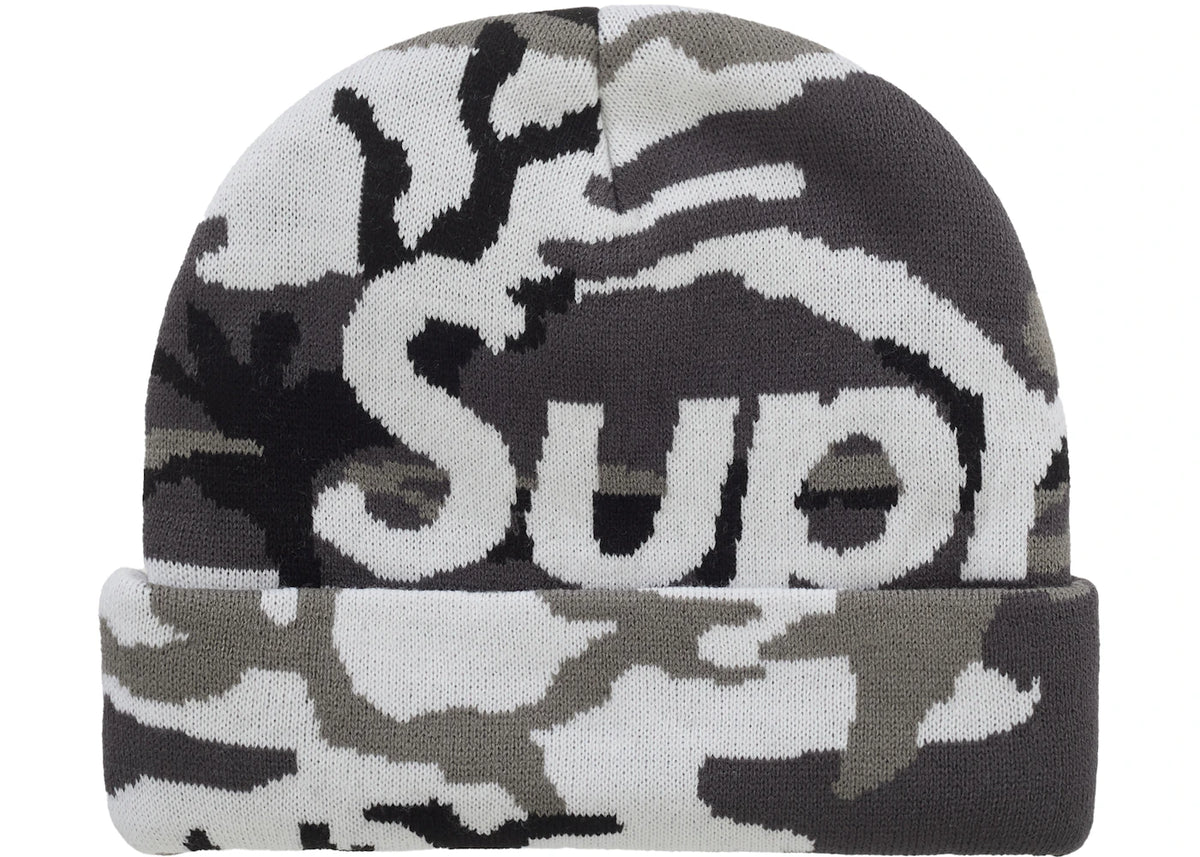 Supreme Camo Big Logo Beanie Snow Camo