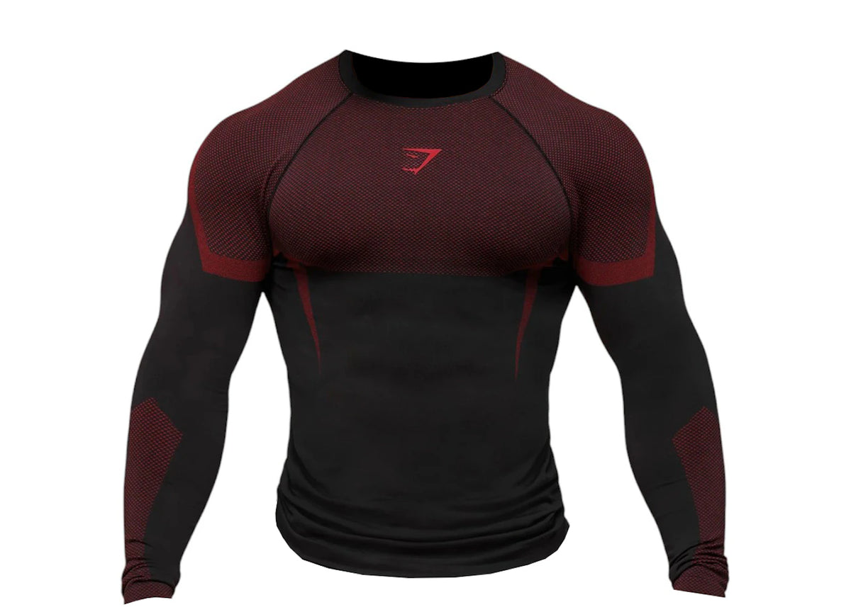 Gymshark Onyx 5.0 Seamless Long Sleeve T-shirt Black/Carmine Red