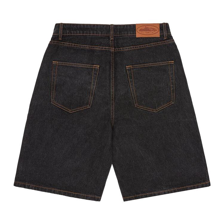 Corteiz Alcatraz Baggy Jean Shorts 'Washed Black'