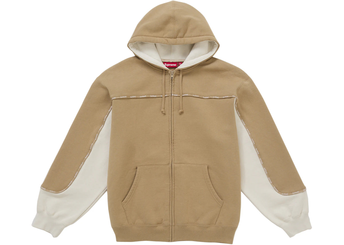 Supreme Piping Zip Up Hooded Sweatshirt Brown