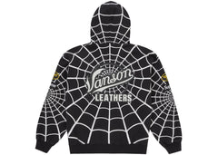 Supreme Vanson Leathers Spider-Man Zip Up Hooded Sweatshirt Black