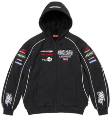 Supreme Racing Lined Zip Up Hooded Sweatshirt Black