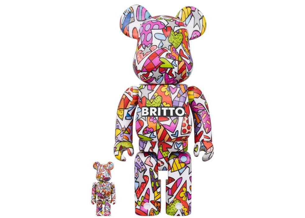 Bearbrick Romero Britto Heart 100% & 400% Set