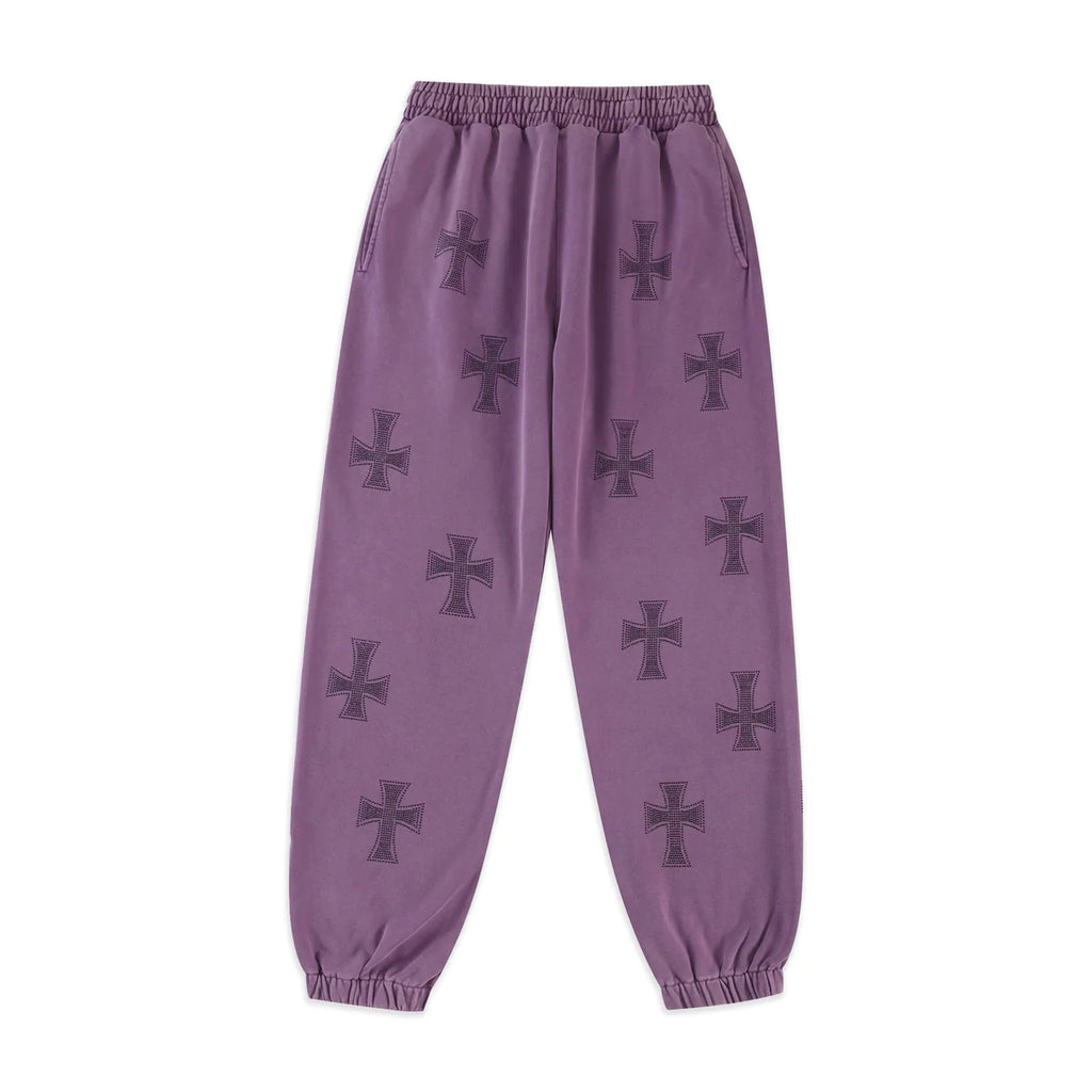 UNKNOWN Washed Purple Black Rhinestone Joggers — SPIKE