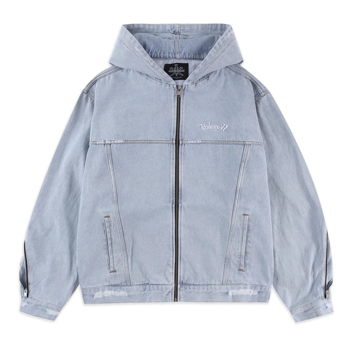 UNKNOWN Bleached Zip Hood Denim Jacket — SPIKE