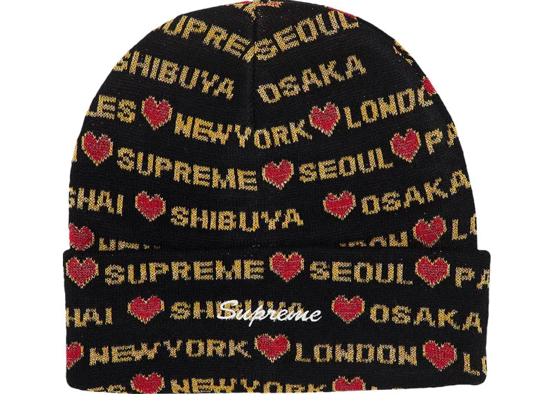 Supreme Hearts Beanie Black