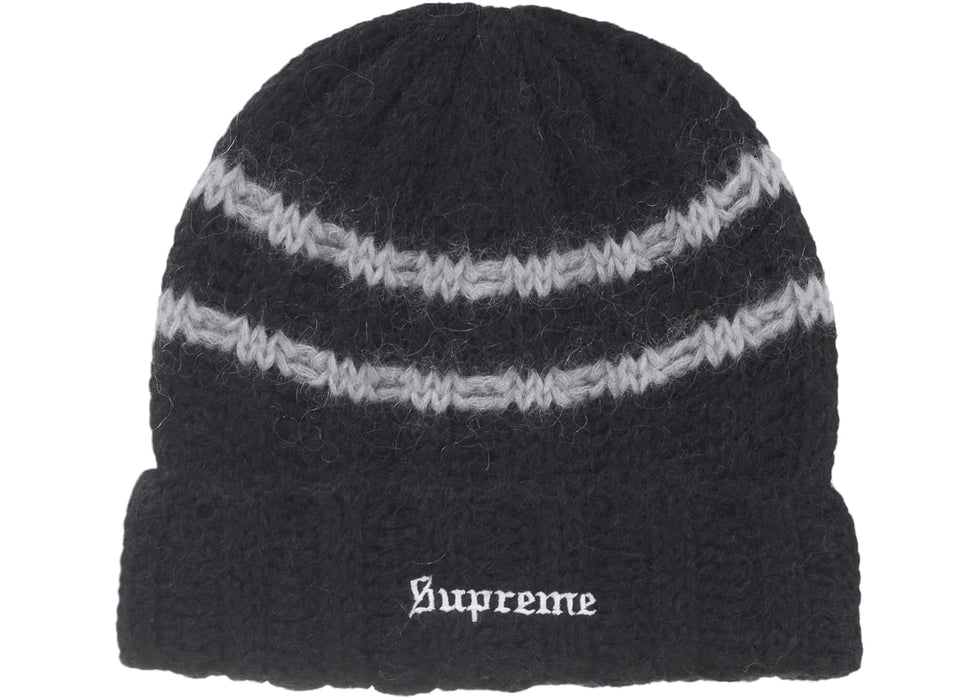 Supreme Brushed Stripe Beanie Black