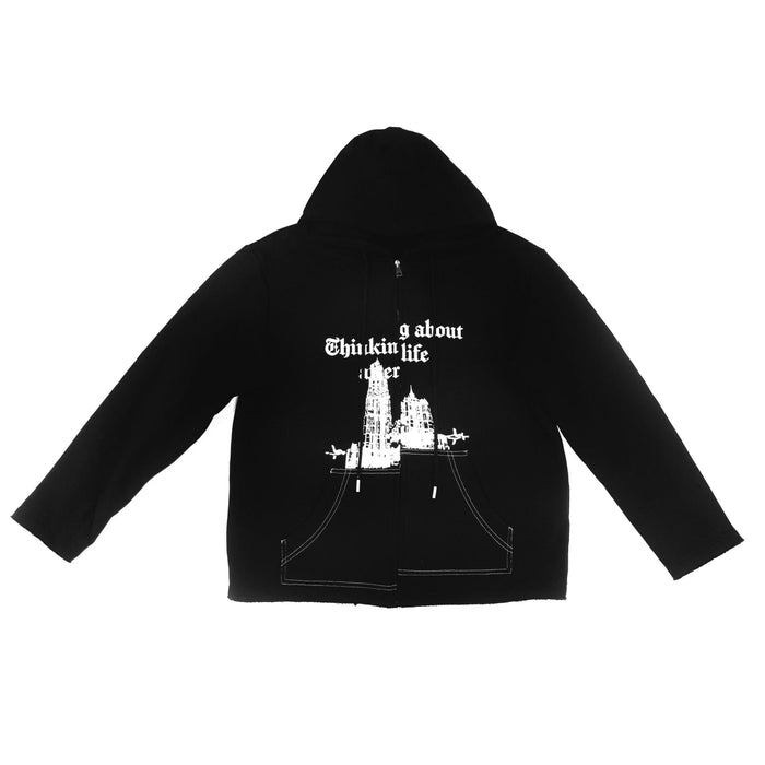 Loose " THINKING ABOUT AFTERLIFE " - ZIP HOODIE