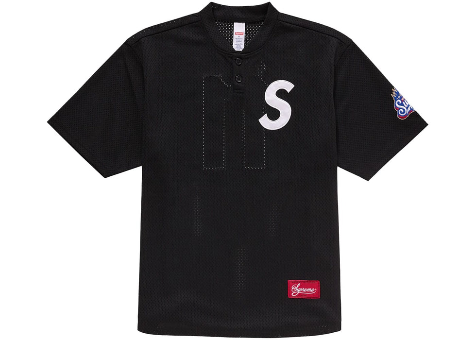 Supreme S Logo Baseball Henley Black