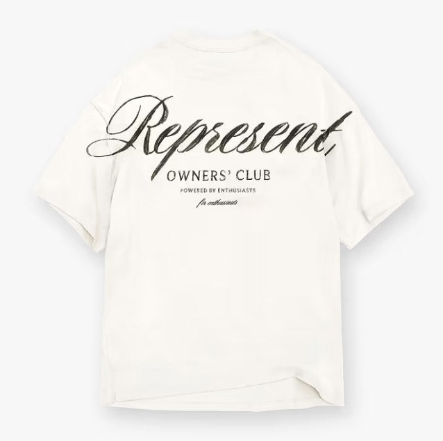 Represent Owners Club Script T-Shirt Flat White