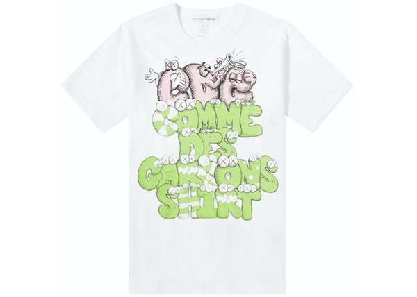 Comme des Garcons Shirt x KAWS Print T-shirt White/Green/Pink