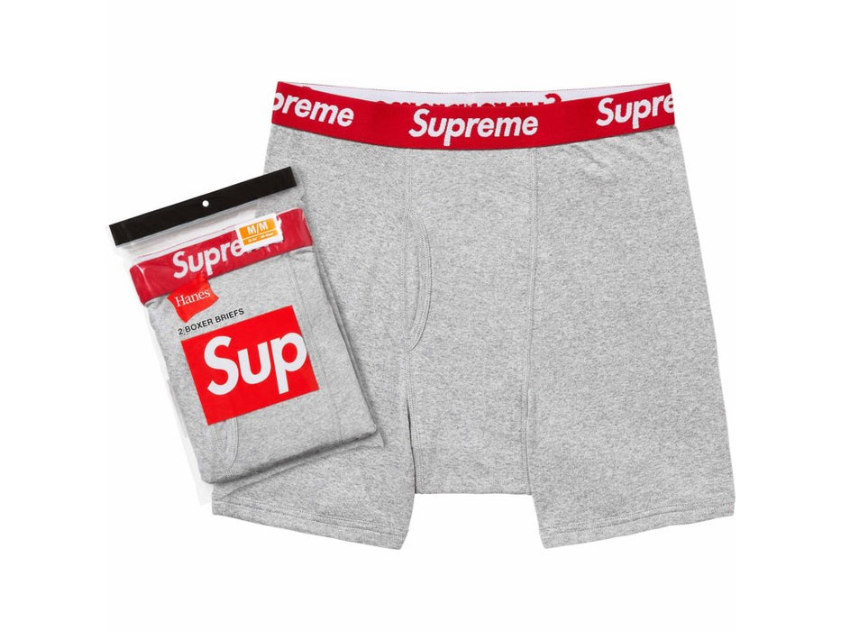Supreme Hanes Boxer Briefs (2 Pack) Heather Grey