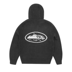 Corteiz Alcatraz Heavy Knit Zip Hoodie 'Black'