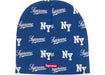 Supreme New Era Monogram Beanie Blue