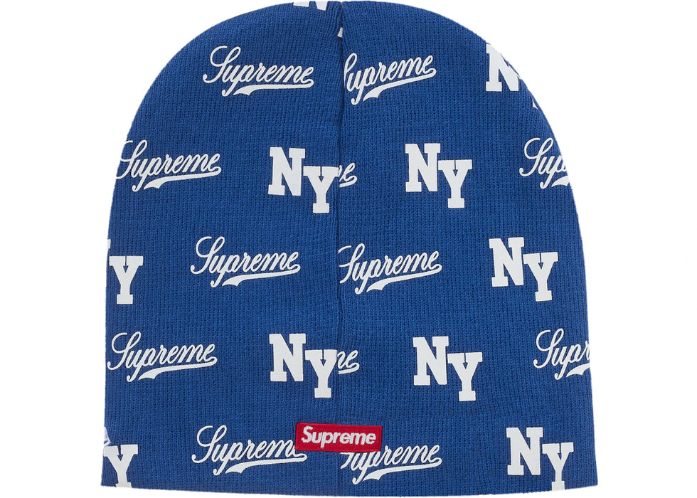 Supreme New Era Monogram Beanie Blue
