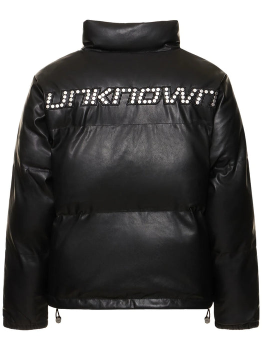 UNKNOWN Metal Studded PU Puffer Jacket