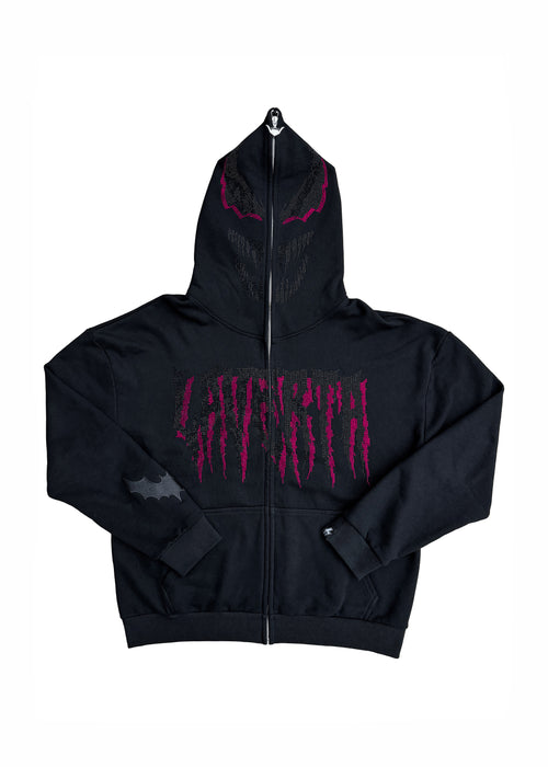 LAVERTA Black Rhinestones Full Zip Hoodie V2