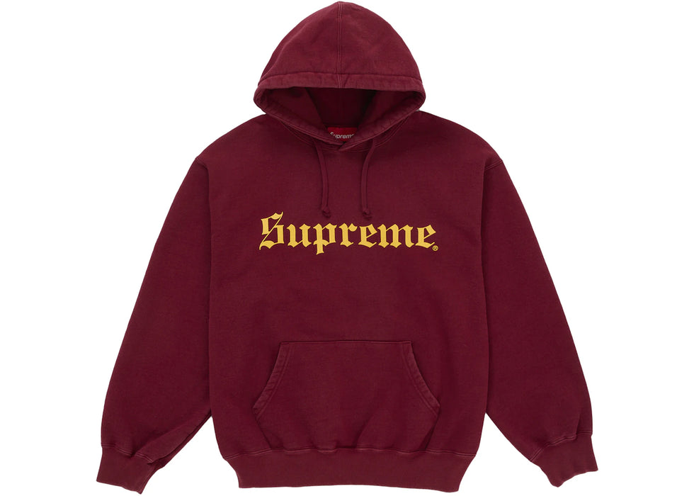 Supreme Washed Old English Hooded Sweatshirt Cardinal