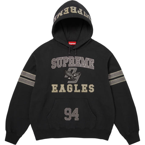 Supreme Rhinestone Eagle Hooded Sweatshirt Black