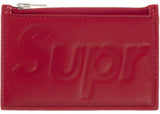 Supreme Leather Zip Card Holder Red