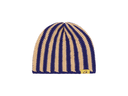 Corteiz Big Crochet Beanie Blue & Cream