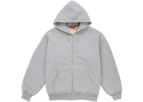 Supreme Arc Thermal Lined Zip Up Hooded Sweatshirt (FW26) Heather Grey