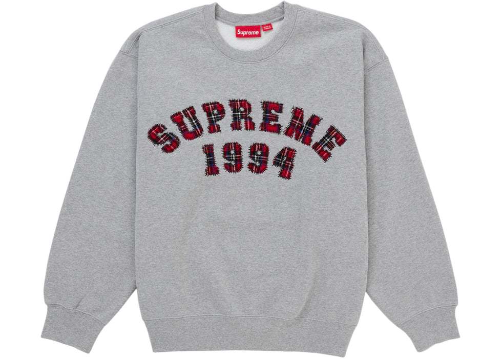 Supreme Plaid Arc Crewneck Heather Grey
