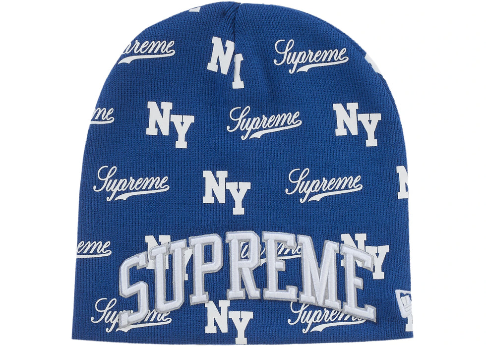 Supreme New Era Monogram Beanie Blue