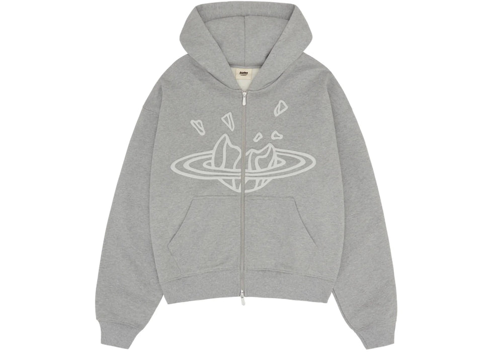 Broken Planet Zip Up Hoodie Heather Grey