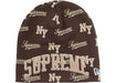Supreme New Era Monogram Beanie Brown