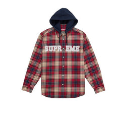 Supreme Applique Hooded Flannel Shirt Red