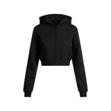 SKIMS COTTON FLEECE CROPPED ZIP UP HOODIE ONYX