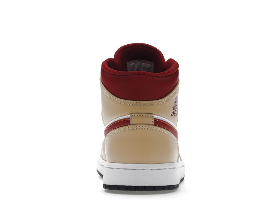 Jordan 1 Mid Light Curry Cardinal