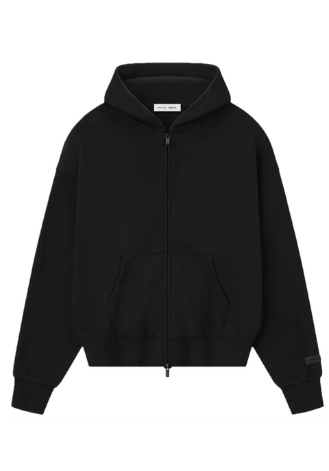 Fear of God Essentials Classic Fleece Zip-Up Hoodie Jet Black