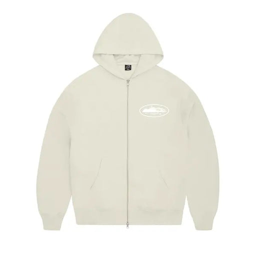 Corteiz Island Puff Print Zip Hoodie Off White