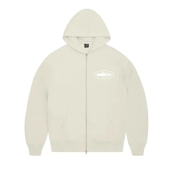 Corteiz Island Puff Print Zip Hoodie Off White