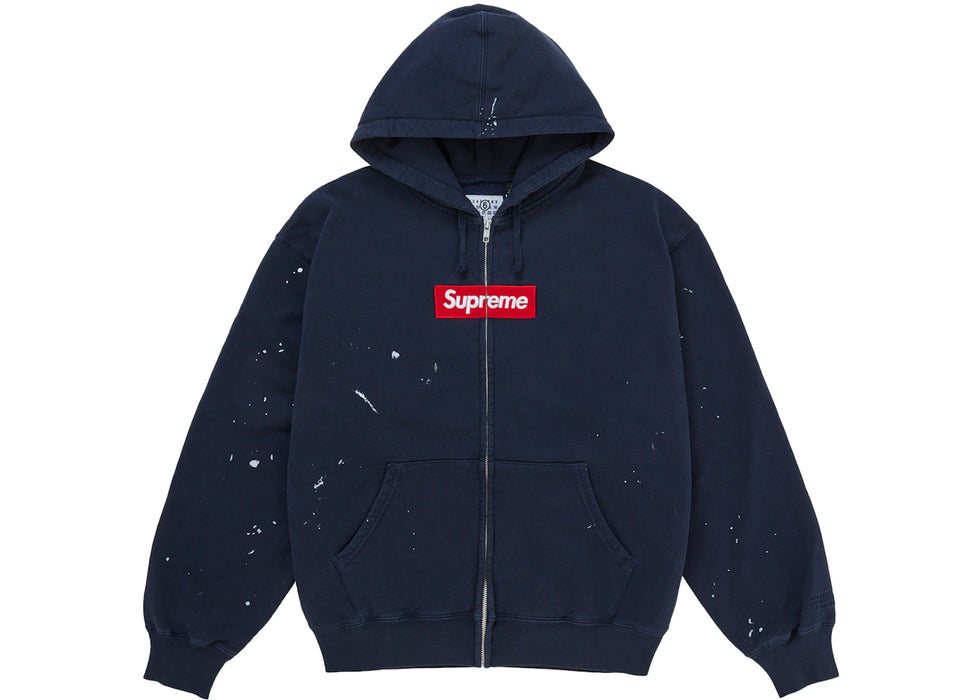Supreme MM6 Maison Margiela Box Logo Zip Up Hooded Sweatshirt Navy
