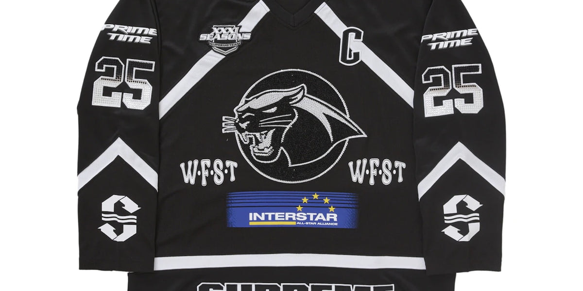 Supreme Rhinestone Hockey Jersey Black - SPIKE