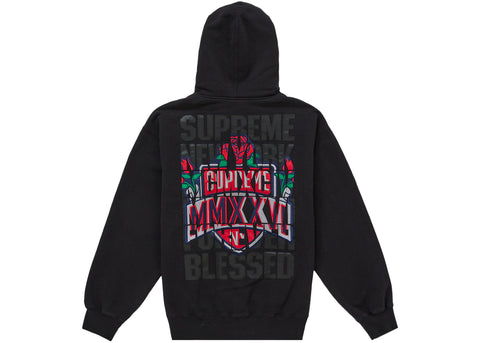 Supreme Blessed Applique Zip Up Hooded Sweatshirt Black