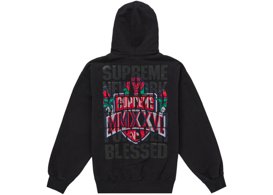 Supreme Blessed Applique Zip Up Hooded Sweatshirt Black