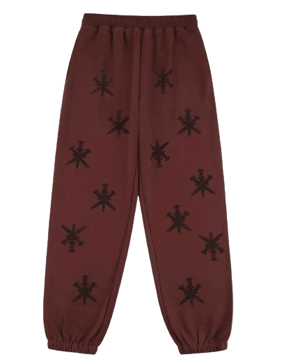Unknown London Rhinestone Joggers Brown