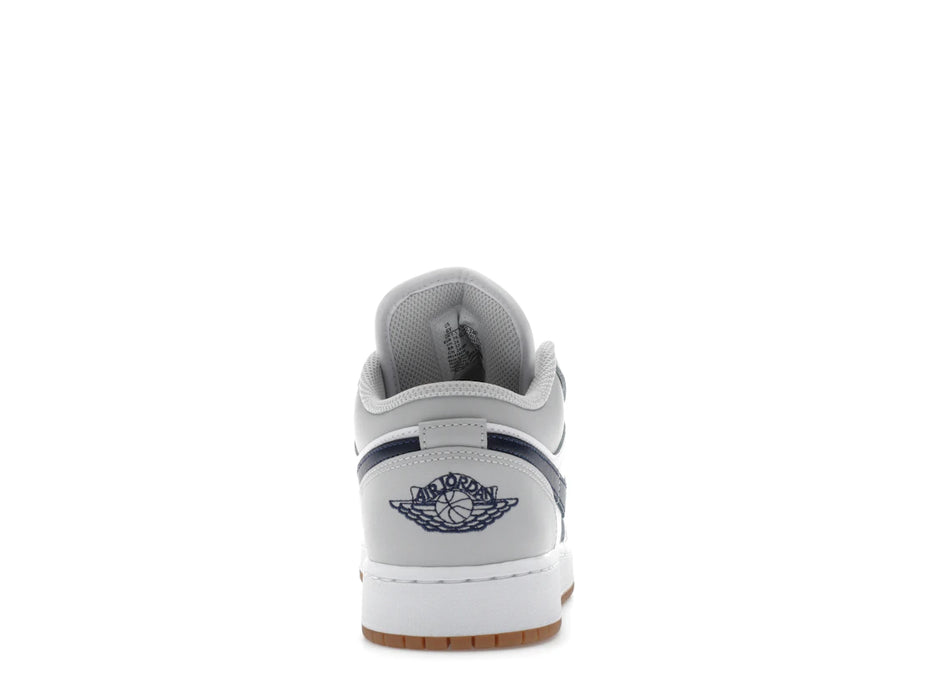 Jordan 1 Low White Neutral Grey Gum Midnight Navy (GS)