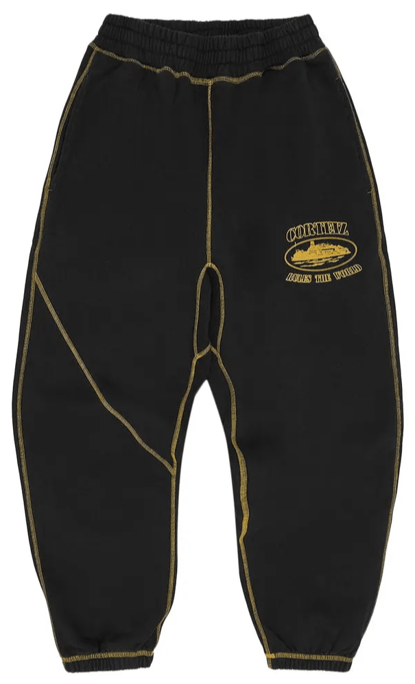Corteiz Alcatraz Contrast Sweatpants Black/Yellow