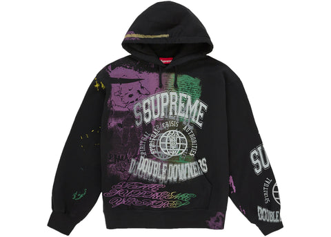 Supreme Overprint Hooded Sweatshirt Black